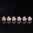【US 3 Days Delivery】GL 10MM S925 Silver Micro Paved Moissanite lced Out Heart Stud Earrings