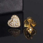 【US 3 Days Delivery】GL 10MM S925 Silver Micro Paved Moissanite lced Out Heart Stud Earrings