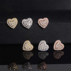 【US 3 Days Delivery】GL 10MM S925 Silver Micro Paved Moissanite lced Out Heart Stud Earrings