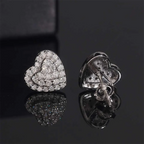 【US 3 Days Delivery】GL 10MM S925 Silver Micro Paved Moissanite lced Out Heart Stud Earrings