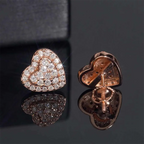 【US 3 Days Delivery】GL 10MM S925 Silver Micro Paved Moissanite lced Out Heart Stud Earrings