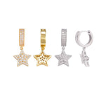 GL S925 Silver VVS Moissanite Diamon Pave Star Hoop Earrings
