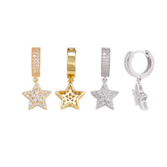 GL VVS Moissanite Diamon Pave Star Hoop Earrings
