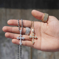 【US 3 Days Delivery】GL Iced Out Cross Princess Cut Moissanite Pendant