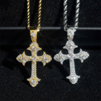 【US 3 Days Delivery】GL Princess Cut Iced Out VVS Moissanite Cross Pendant