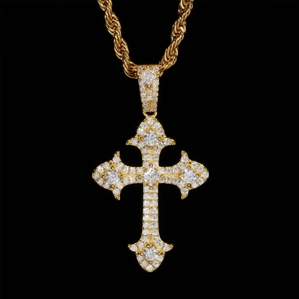 GL Iced Out Cross Princess Cut Moissanite Pendant