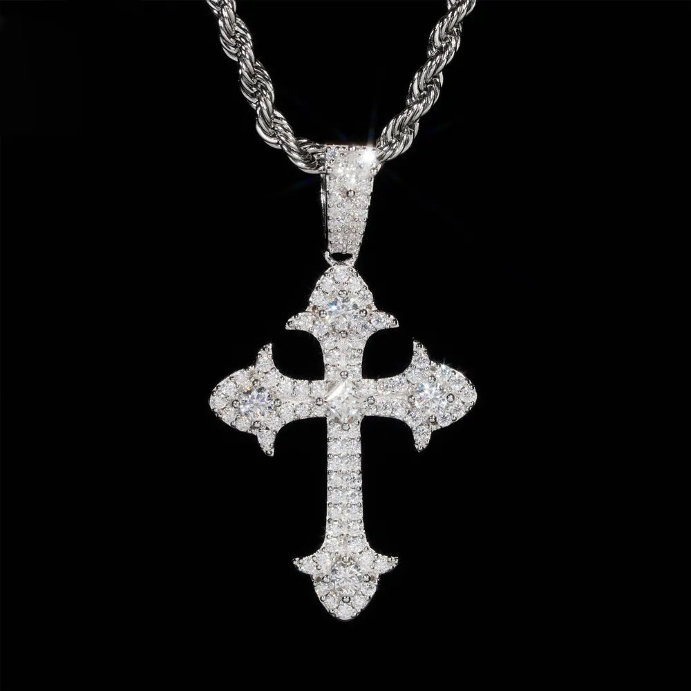 GL Iced Out Cross Princess Cut Moissanite Pendant