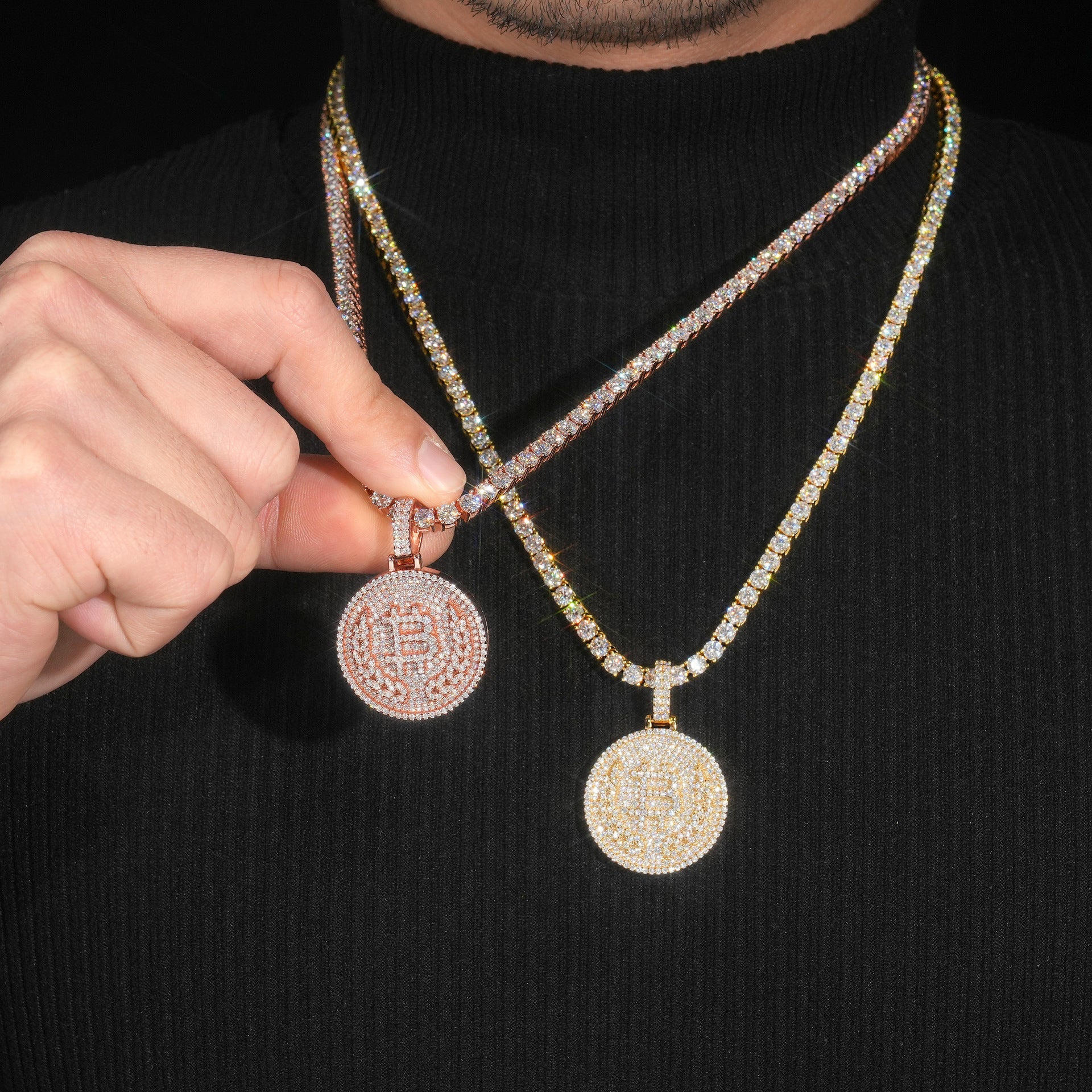 GL Bitcion logo Iced Out Rich Hip Hop Pendant Main image