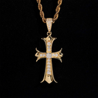 VVS Moissanite Gothic Fleur-de-Lis S925 Silver Cross Pendant