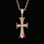 VVS Moissanite Gothic Fleur-de-Lis S925 Silver Cross Pendant