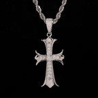 VVS Moissanite Gothic Fleur-de-Lis S925 Silver Cross Pendant