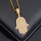 Fully Iced VVS Moissanite Hamsa Pendant S925