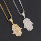 Fully Iced VVS Moissanite Hamsa Pendant S925