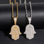 Fully Iced VVS Moissanite Hamsa Pendant S925