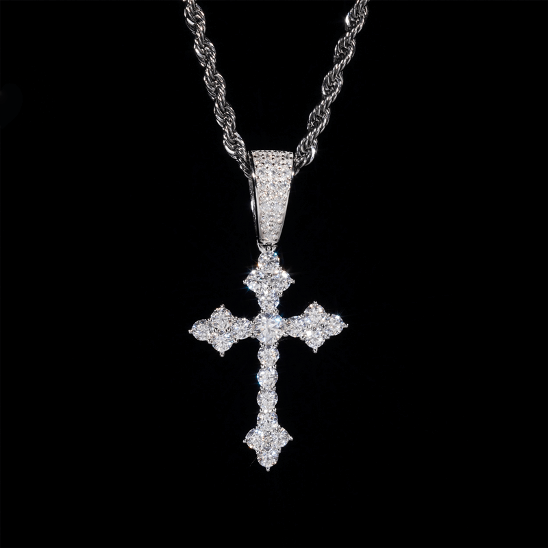 【US 3 Days Delivery】GL Iced Out Hip Hop Jewelry Vvs Moissanite Diamond Cross Pendant