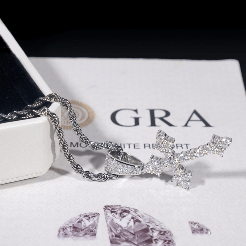 【US 3 Days Delivery】GL Iced Out Hip Hop Jewelry Vvs Moissanite Diamond Cross Pendant