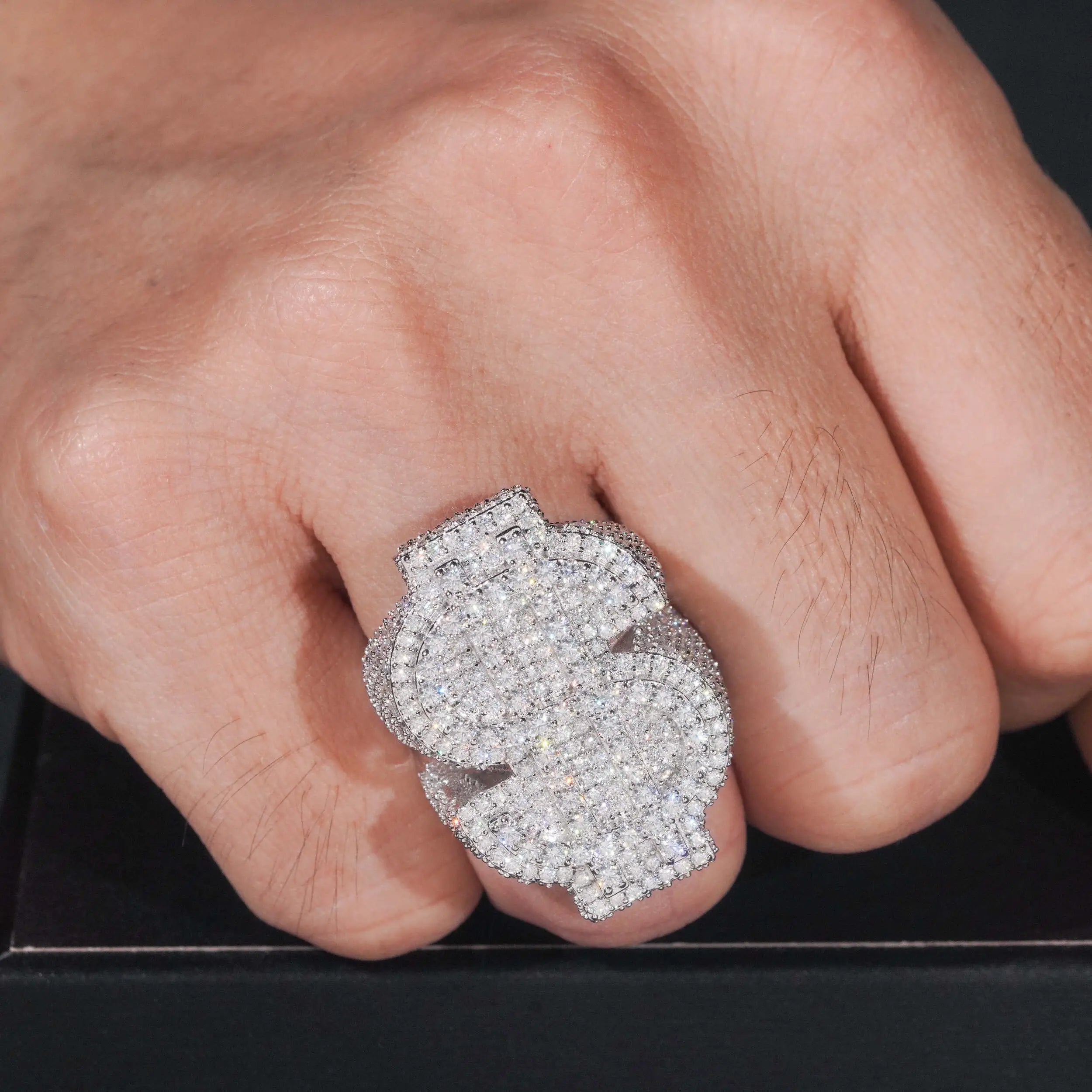 GL Money Sign $ Moissanite Diamond Hip Hop Ring