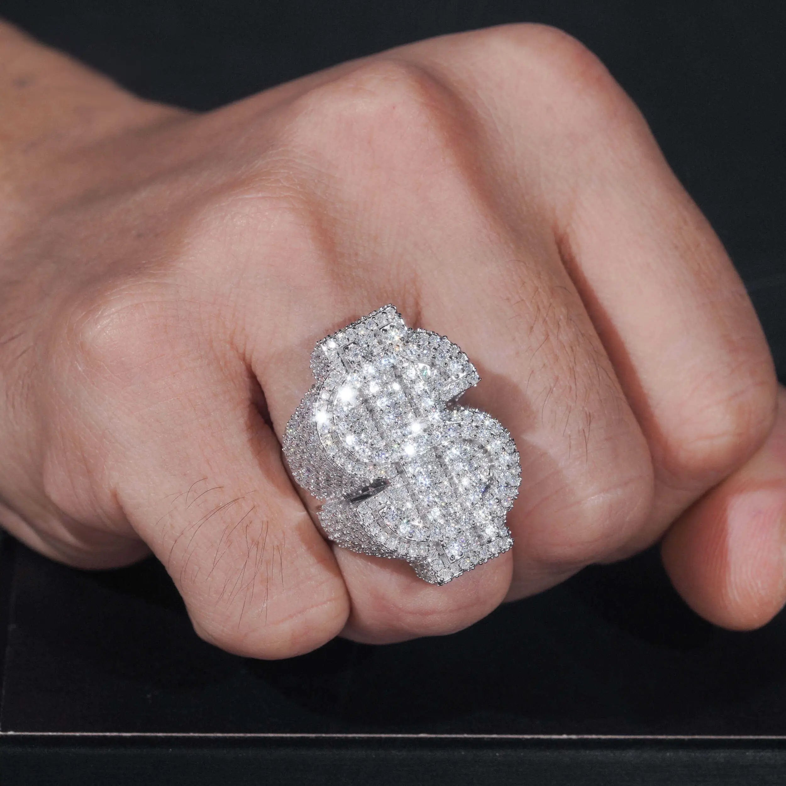 GL Money Sign $ Moissanite Diamond Hip Hop Ring Secondary image