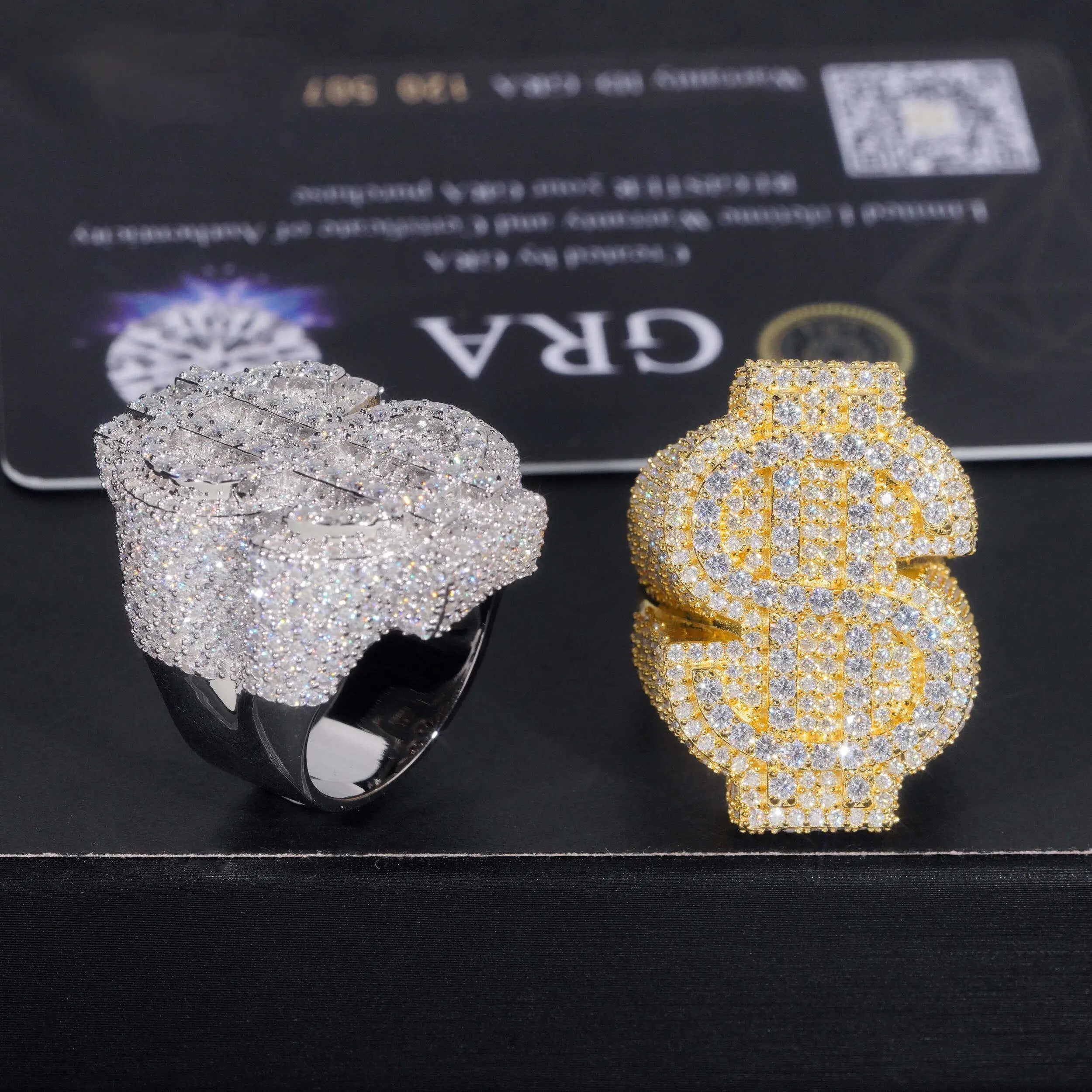 GL Money Sign $ Moissanite Diamond Hip Hop Ring