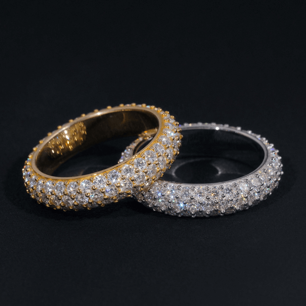 GL 3-Rows Vvs Moissanite Diamond Eternity Ring For Men Solid Silver Hip Hop Ring Secondary image