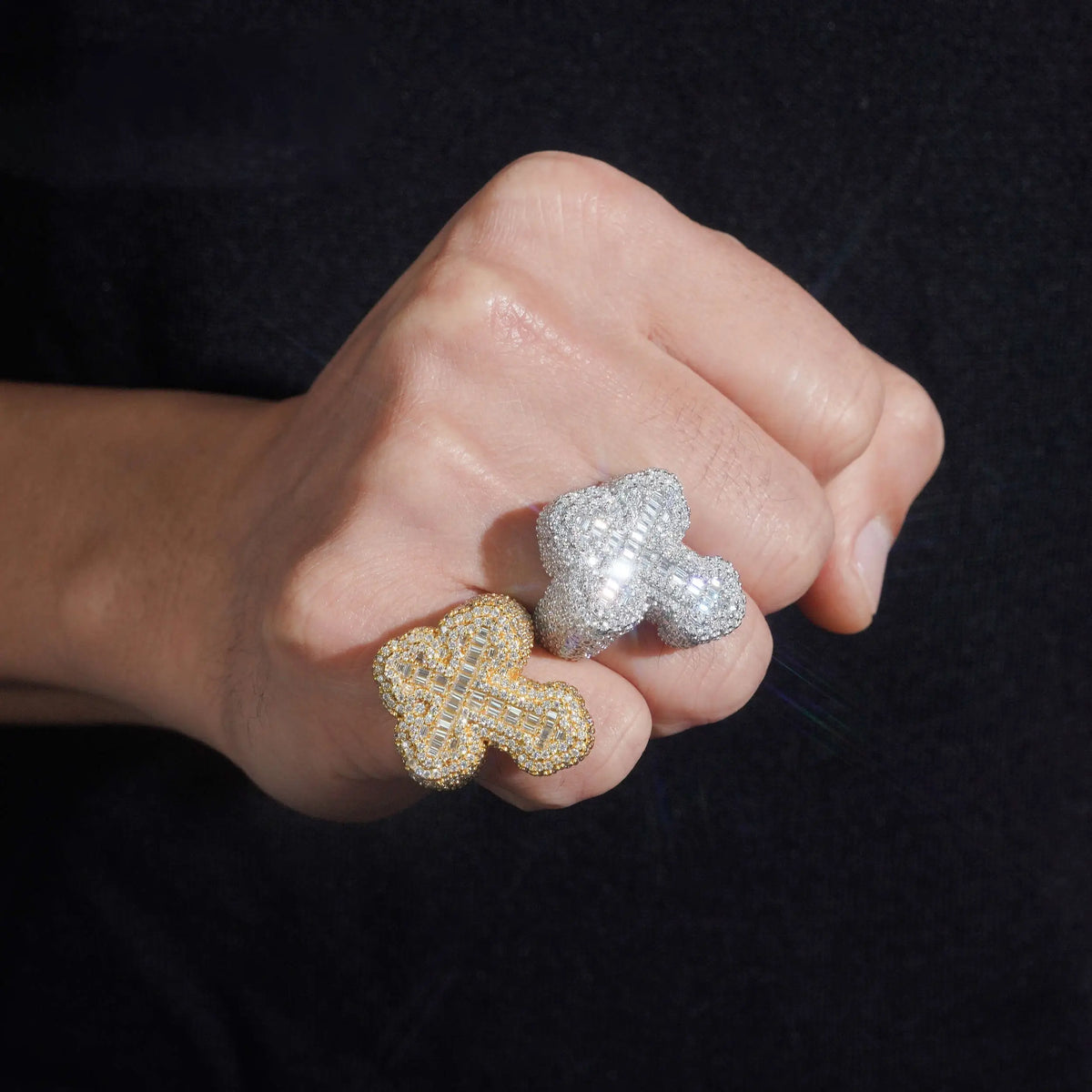 GL Baguette Iced Out VVS Moissanite Cross Ring