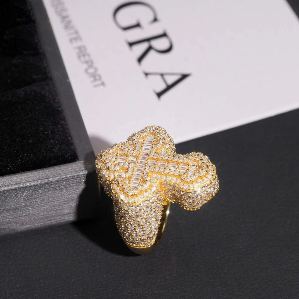 GL Baguette Iced Out VVS Moissanite Cross Ring