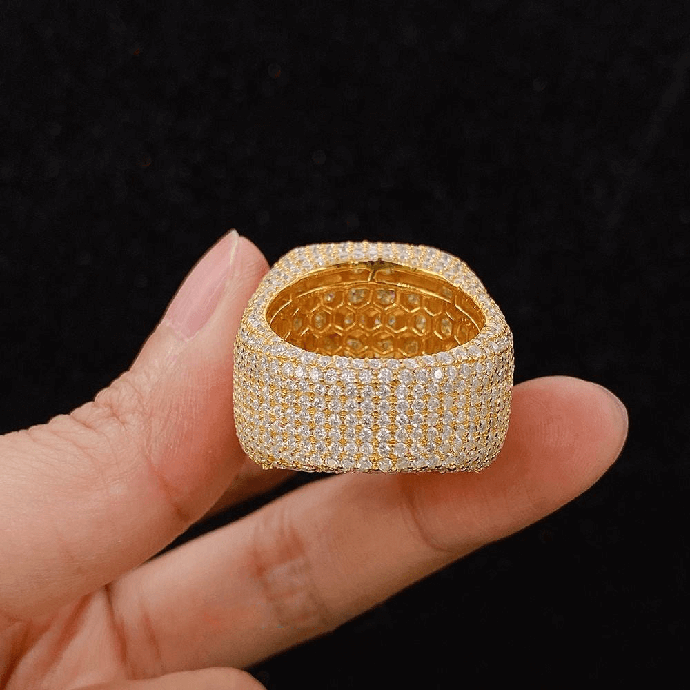 GL Three-dimensional Square Moissanite Hip Hop Ring