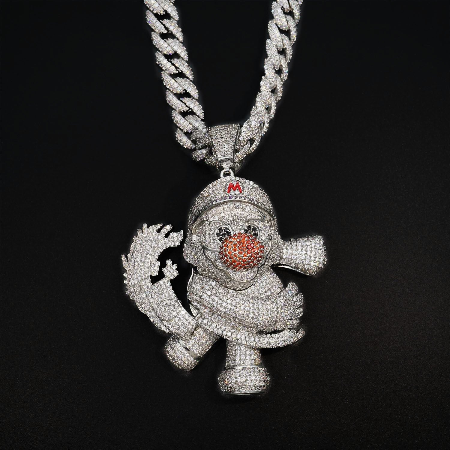 GL Trendy Ttoys Red Nose Clown Full of Diamond Pendant Secondary image