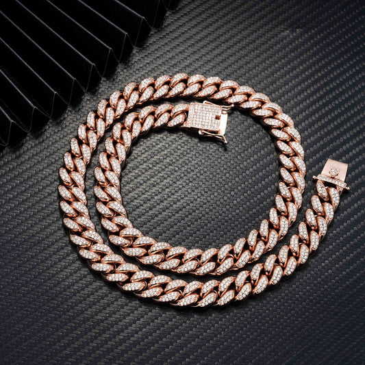 925 Sterling Silver Cuban Hip Hop Chain Necklace Bracelet 7-24 inches White Gold Rose Gold