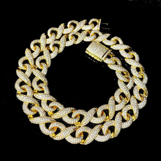 Cuban Link Necklace Bracelets Silver Gold Color Hip Hop Jewelry Iced Out Cuban Eight Chain