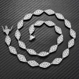Iced Out Men's Hip Hop Jewelry Custom Design Cuban Chain Moissanite or Zircon Diamond Cuban Link Necklace