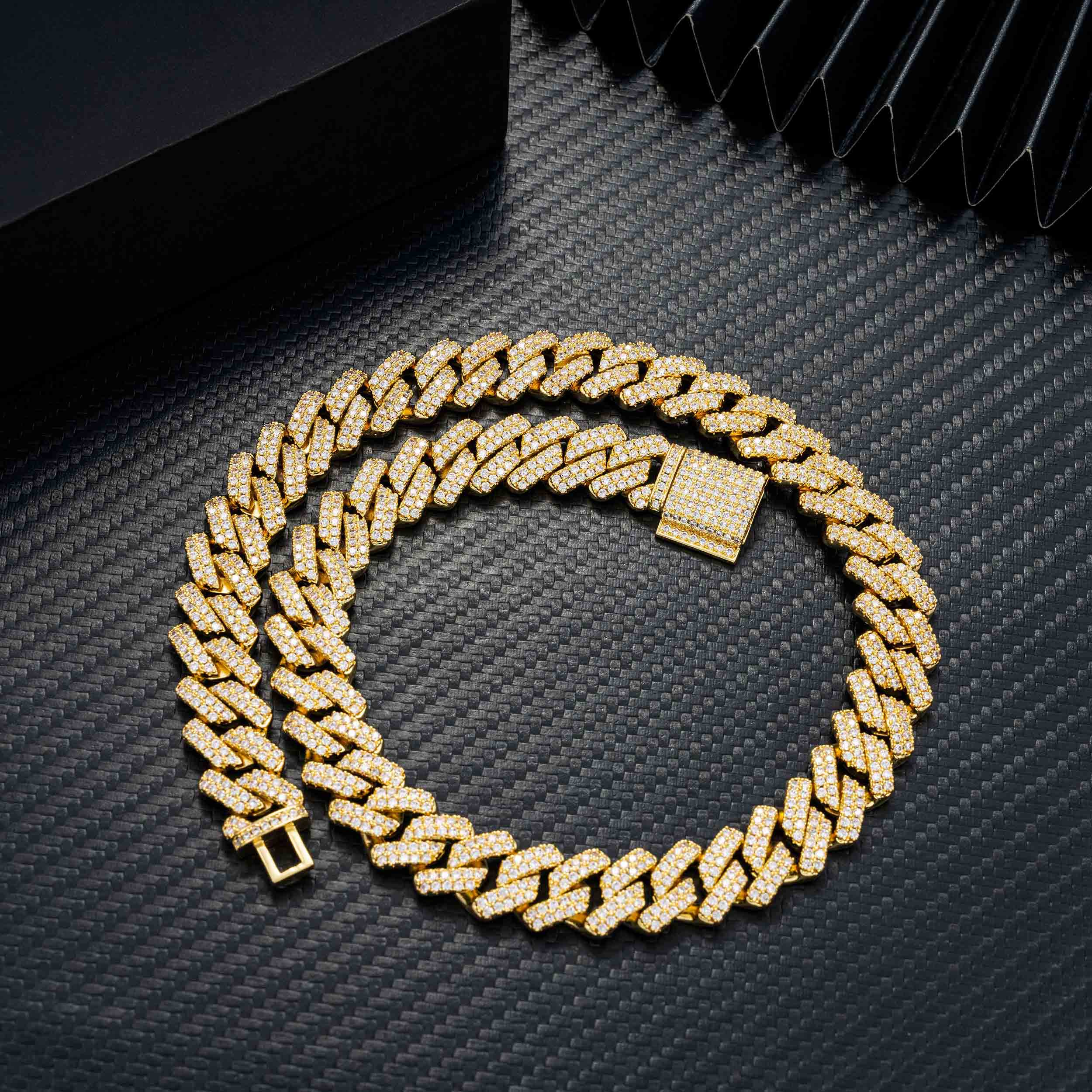 14MM S925 Silver 2 Rows VVS Moissanite EDG Cuban Link Chain Secondary image