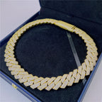 20MM S925 Silver 3 Rows VVS Moissanite Cuban Link Chain Necklace