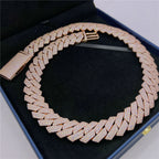 20MM S925 Silver 3 Rows VVS Moissanite Cuban Link Chain Necklace