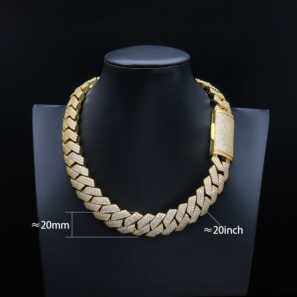 20MM S925 Silver 3 Rows VVS Moissanite Cuban Link Chain Necklace Main image