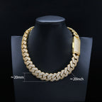 20MM S925 Silver 3 Rows VVS Moissanite Cuban Link Chain Necklace
