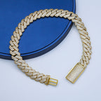 20MM S925 Silver 3 Rows VVS Moissanite Cuban Link Chain Necklace