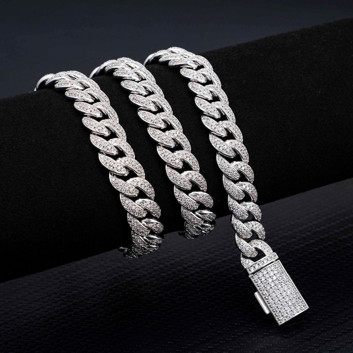 12mm diamond miami men rose 18K gold plated iced out moissanitediamond cuban link chain hip hop jewelry necklace