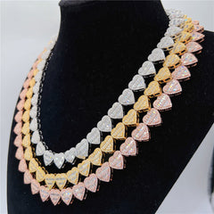 GL Heart Shape Hip Hop Iced Out CZ Baguette Diamond Chain