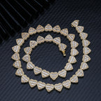 13MM S925 Silver Heart Shape Hip Hop Iced Out VVS Moissanite Baguette Diamond Cuban Chain