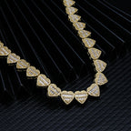 13MM S925 Silver Heart Shape Hip Hop Iced Out VVS Moissanite Baguette Diamond Cuban Chain