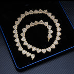 13MM S925 Silver Heart Shape Hip Hop Iced Out VVS Moissanite Baguette Diamond Cuban Chain