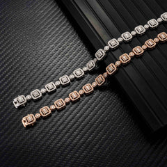 GL 9.5mm 18k Gold Plated Iced Out Moissanite 925 Silver Necklace Link Chain