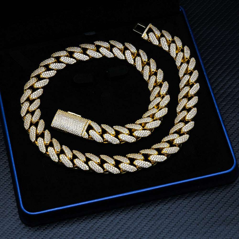 Best 18mm VVS Moissanite Iced Out Diamond Chain Necklace Real Gold Plated 925 Sterling Silver Necklace Miami Cuban Link Chain Secondary image
