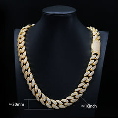 18mm Gold Plated VVS Moissanite Iced Out Diamond Miami Cuban Link Chain Necklace