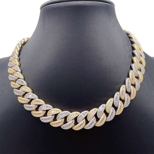 15mm iced out jewelry hip hop style s925 with vvs moissanite diamond high quality pass diamond test two tone cuban link chain