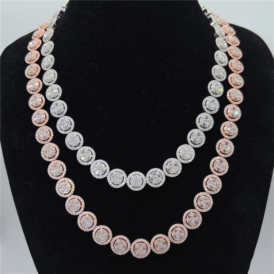 Luxury Diamond Jewelry 925 Silver Necklace Iced out Rose Gold VVS Moissanite Cluster Necklace Chain
