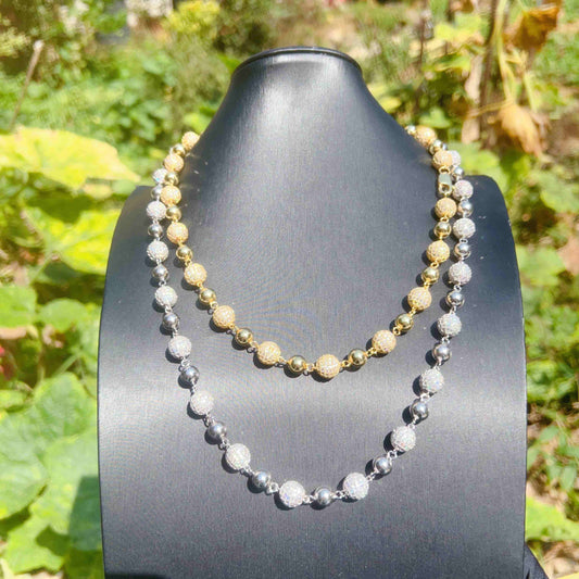 Sterling Silver Fine Jewelry 10mm Hip Hop Necklace VVS Moissanite Diamond Fashion Bead Chain