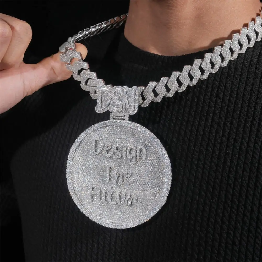 Custom VVS Moissanite special Bail Round Letter Pendant Secondary image