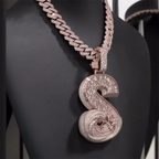 Custom VVS Moissanit 3D Letter "S" Pendant